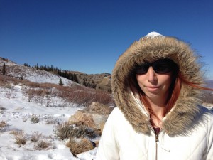 Gina near the Utah mountain  peak just beyond Park City. Approx. altitude: 10,000 ft.