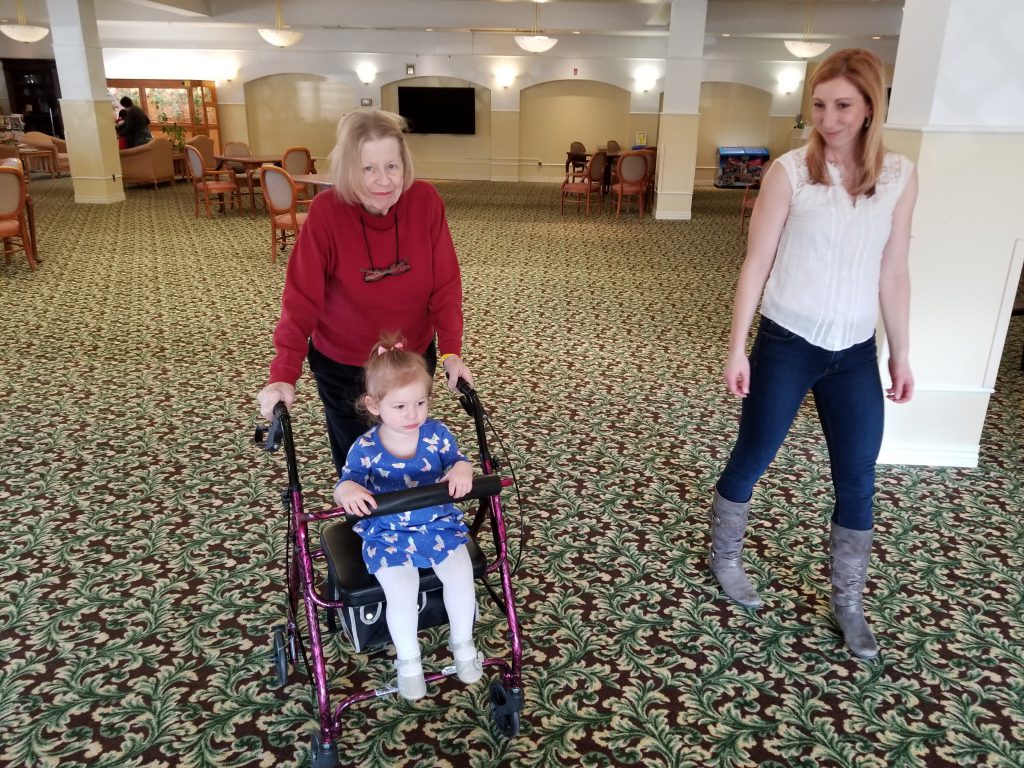 My mom taking Kara for a walk in post-hospital rehab.